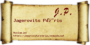 Jagerovits Páris névjegykártya